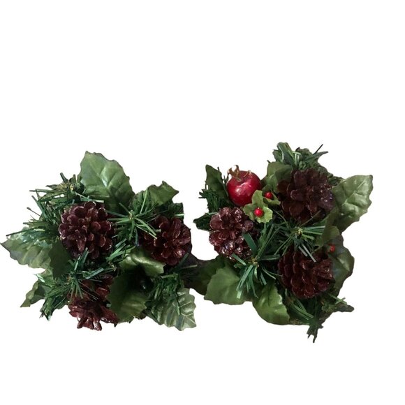 Vintage Pinecone Candle Holders Christmas Decor Centerpiece Holiday Pair Plastic - Picture 2 of 11